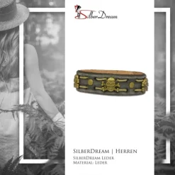 SilberDream Lederarmband grau Herren Leder Armband Totenkopf LA5351B