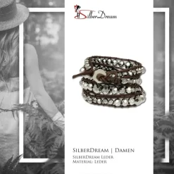 SilberDream Lederarmband Metallperle silber Damen Leder Band LA2917W