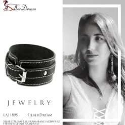 SilberDream Lederarmband schwarz Herren Leder Armband LA1189S