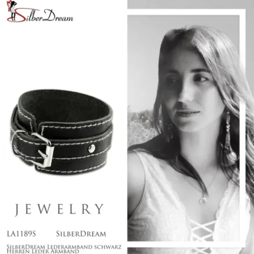SilberDream Lederarmband schwarz Herren Leder Armband LA1189S