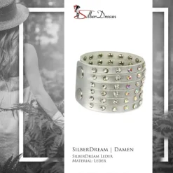 SilberDream Lederarmband silber Zirkonia Damen Leder Armband LAC221K
