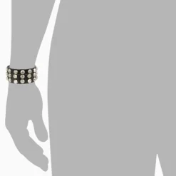 SilberDream Lederarmband Nieten Mann schwarz Leder Armband LAP128S