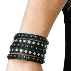 SilberDream Lederarmband schwarz Zirkonia Damen Leder Armband LAP231S