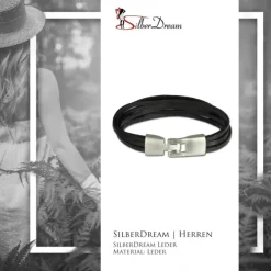 SilberDream Lederarmband schwarz Herren Leder Armband LA4292S