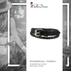 SilberDream Lederarmband schwarz Herren Leder Armband LAC038S