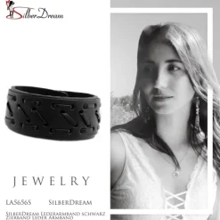 SilberDream Lederarmband schwarz Zierband Leder Armband LA5656S