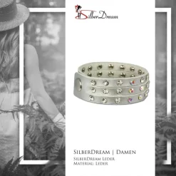 SilberDream Lederarmband silbern CZ Damen Leder Armband LAC222K