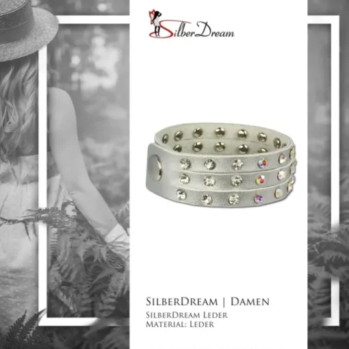 SilberDream Lederarmband silbern CZ Damen Leder Armband LAC222K