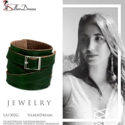 SilberDream Lederarmband dunkelgrün Herren Leder Armband LA1302G