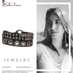 SilberDream Lederarmband unisex braun Nieten Leder Armband LA5645B