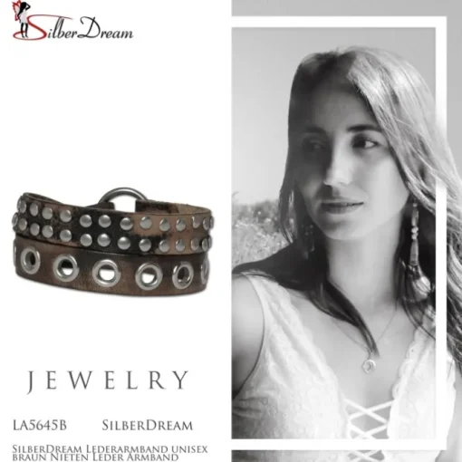 SilberDream Lederarmband unisex braun Nieten Leder Armband LA5645B