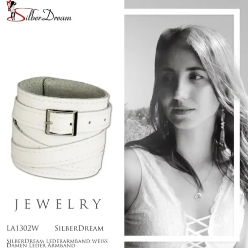 SilberDream Lederarmband weiß Damen Leder Armband LA1302W