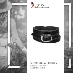SilberDream Lederarmband schwarz Herren Leder Armband LA2219