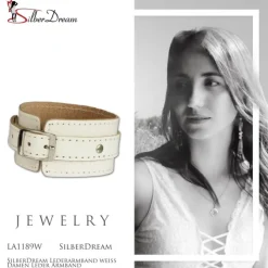 SilberDream Lederarmband weiß Damen Leder Armband LA1189W