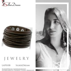 SilberDream Lederarmband dunkelbraun Herren Leder Armband LAP010B