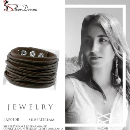 SilberDream Lederarmband dunkelbraun Herren Leder Armband LAP010B