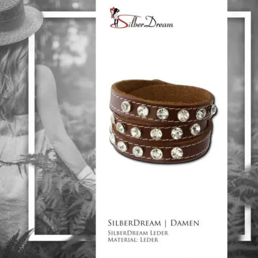 SilberDream Lederarmband braun Zirkonia Damen Leder Armband LAP228B