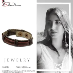 SilberDream Lederarmband schwarz Herren Leder Armband LA0014