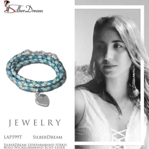 SilberDream Lederarmband türkis Bolo-Wickelarmband Echt-Leder LAP599T