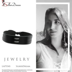 SilberDream Lederarmband unisex schwarz Knotenverschluss Armband LAP534S