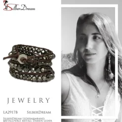 SilberDream Lederarmband Metallperle metall Damen Leder Band LA2917B