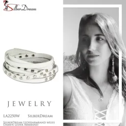 SilberDream Lederarmband weiß Damen Leder Armband LA2250W