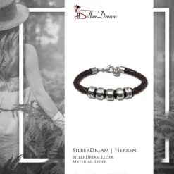SilberDream Lederarmband Edelstahl Beads braun Leder Armband LAP006B
