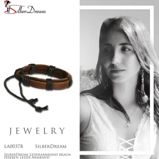 SilberDream Lederarmband braun Herren Leder Armband LA0037B