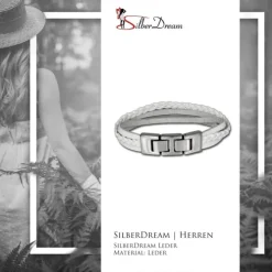 SilberDream Lederarmband Kordel weiß Edelstahl Leder Armband LAP003W
