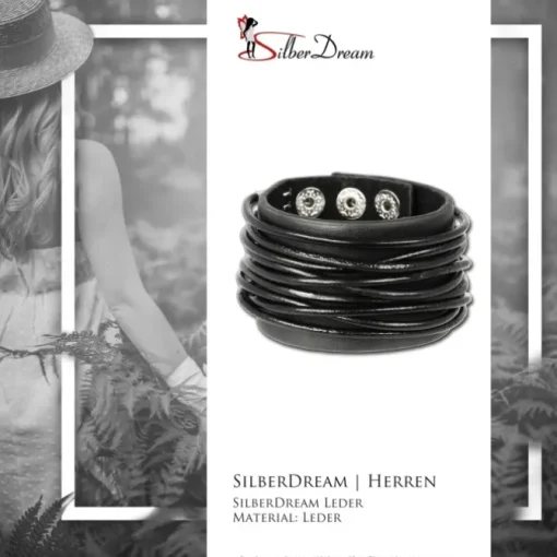 SilberDream Lederarmband schwarz Herren Leder Armband LAP010S