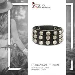 SilberDream Lederarmband Nieten Mann schwarz Leder Armband LAP128S
