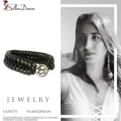 SilberDream Lederarmband schwarz Herren Leder Armband LA3073S