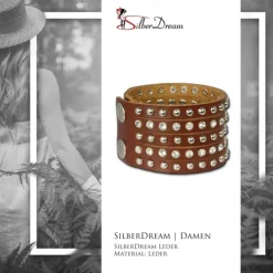SilberDream Lederarmband braun Zirkonia Damen Leder Armband LAP231B