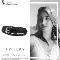 SilberDream Lederarmband schwarz Herren Leder Armband LAC038S