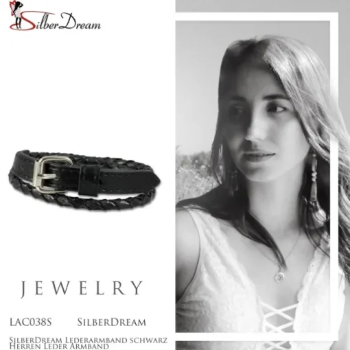 SilberDream Lederarmband schwarz Herren Leder Armband LAC038S