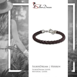 SilberDream Lederarmband geflochten braun Edelstahl Armband LAP008B