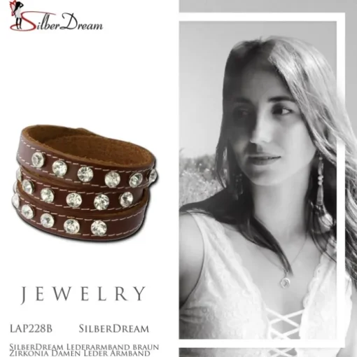 SilberDream Lederarmband braun Zirkonia Damen Leder Armband LAP228B