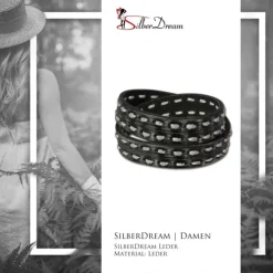 SilberDream Lederarmband Jeansstyle schwarz grau Leder Armband LAP511S