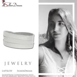 SilberDream Lederarmband weiß Wickelarmband Magnetverschluß LAP561W