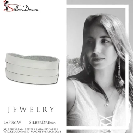SilberDream Lederarmband weiß Wickelarmband Magnetverschluß LAP561W