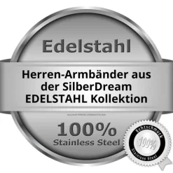 SilberDream Lederarmband Plakette schwarz Edelstahl Armband LAP009S