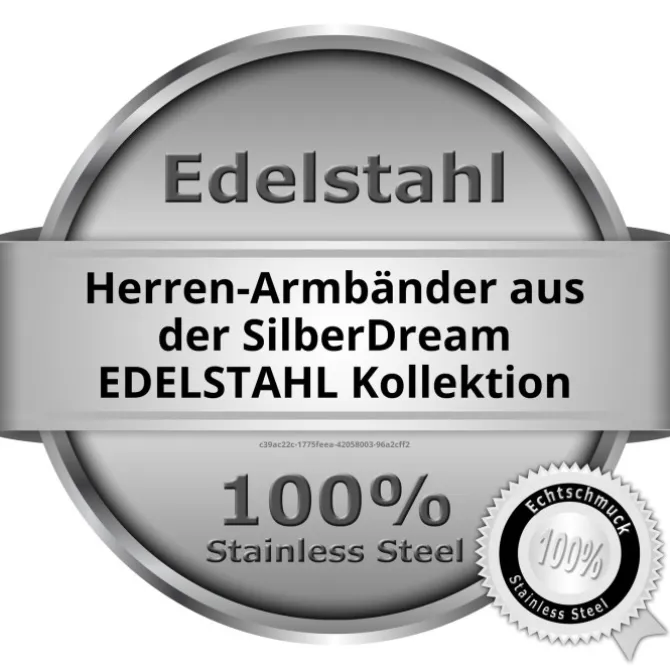 SilberDream Lederarmband Plakette braun Edelstahl Armband LAP009B