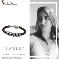 SilberDream Lederarmband Edelstahl Beads braun Leder Armband LAP006B