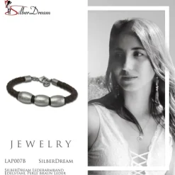 SilberDream Lederarmband Edelstahl Perle braun Leder Armband LAP007B