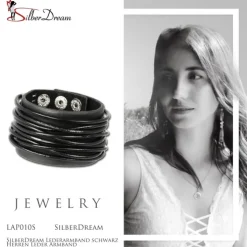 SilberDream Lederarmband schwarz Herren Leder Armband LAP010S