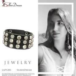 SilberDream Lederarmband Nieten Mann schwarz Leder Armband LAP128S