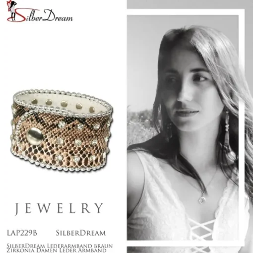 SilberDream Lederarmband braun Zirkonia Damen Leder Armband LAP229B