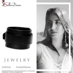 SilberDream Lederarmband schwarz Herren Leder Armband LAP014S