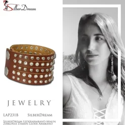 SilberDream Lederarmband braun Zirkonia Damen Leder Armband LAP231B
