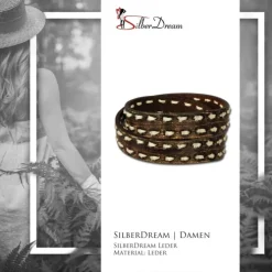 SilberDream Lederarmband Jeansstyle braun grau Leder Armband LAP511B